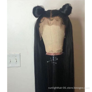 wholesale virgin vendors wigs Straight  Lace Frontal Wig With Bangs  Brazilian Human Hair Glueless Front Lace Wig For Women
